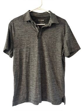 01.Algo Men's Black/Grey Stripes Performance Moisture Wicking Polo Shirt Size S